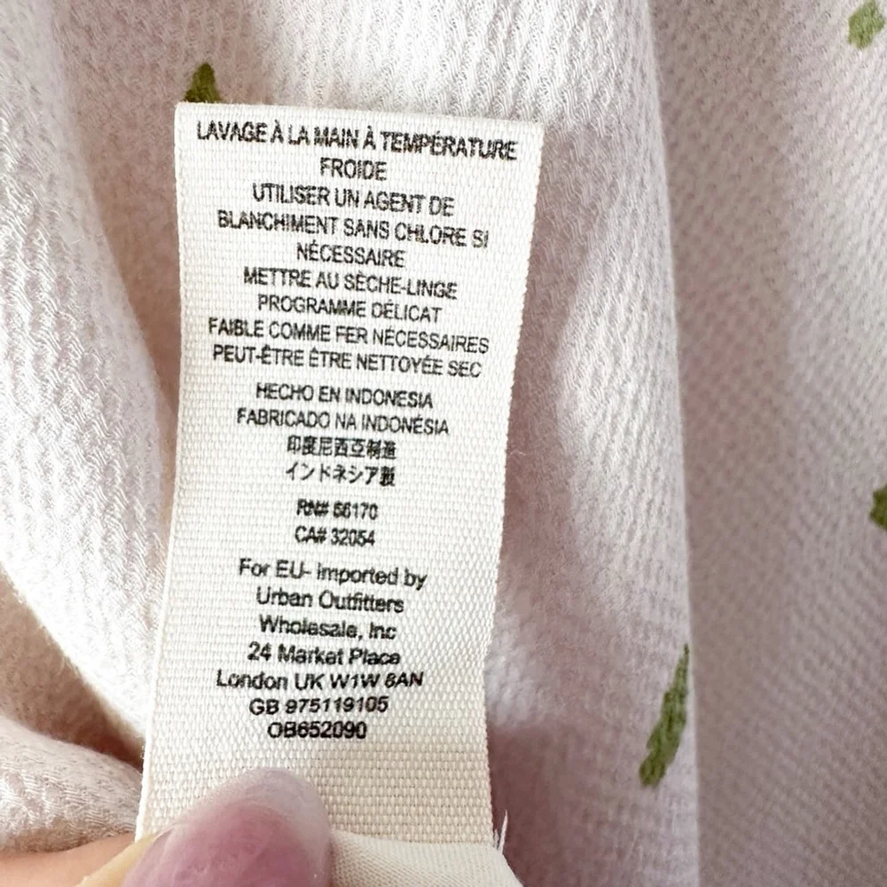 Free People x Revolve Abbie Mini Dress Cream Green Dot Bow Tie Puff Sleeve Size - Picture 10 of 12